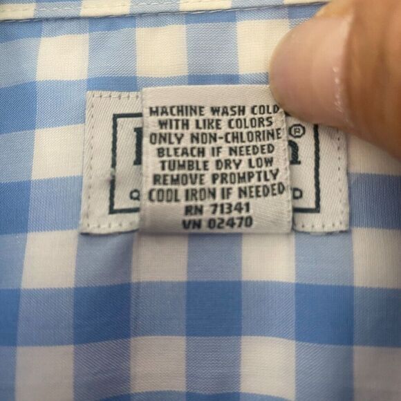 LL Bean Button Up Shirt Mens Size L Tall Blue Striped Short Sleeve 100% Cotton - Picture 5 of 16